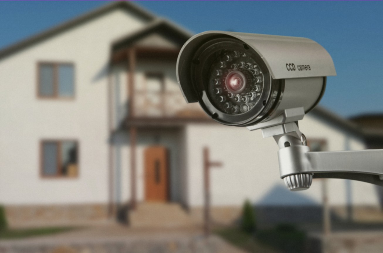 Outdoor surveillance cameras on a private house